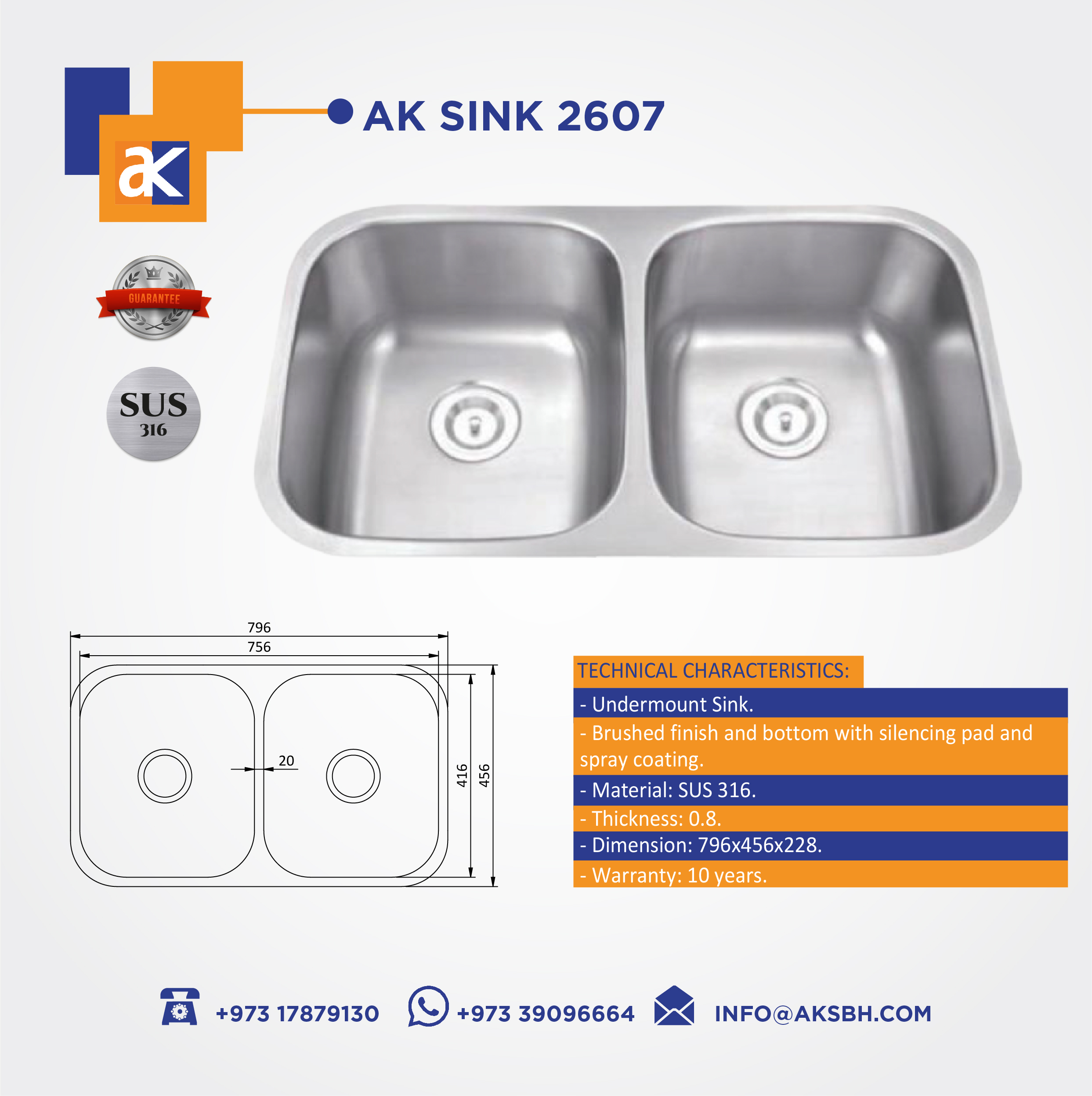 Buy Ak Sink 2618 | Construction Finishes | Qetaat.com